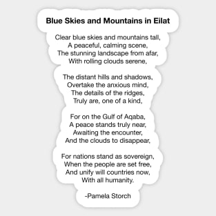 Blue Skies and Mountains in Eilat Poem Sticker